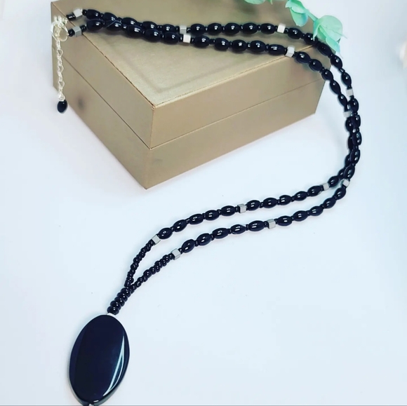 Black agate necklace - Picture 3 of 3